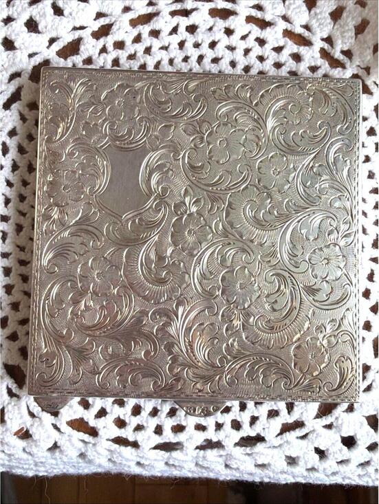 Other - Vtg Polish Art Deco 900 Silver Compact 1920s Warsaw 2W Floral Chased Sifter Puff